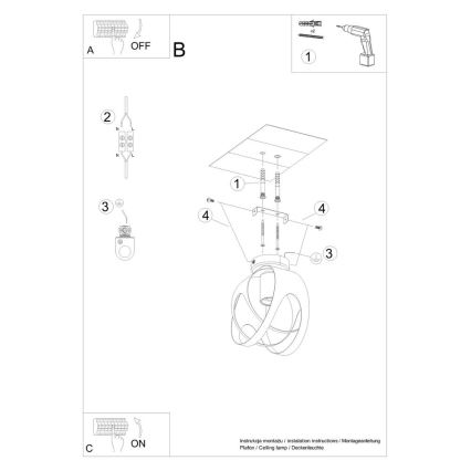 Hanglamp voor Oppervlak Montage TULOS 1xE27/60W/230V wit