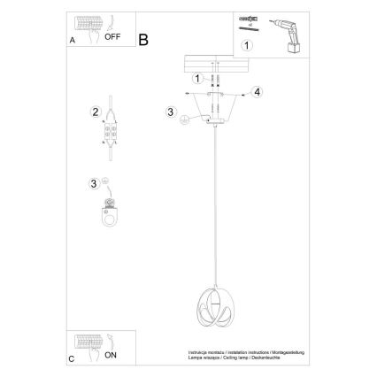 Hanglamp aan een koord TULOS 1xE27/60W/230V wit