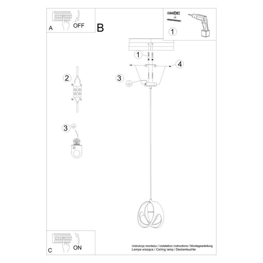 Hanglamp aan een koord TULOS 1xE27/60W/230V wit