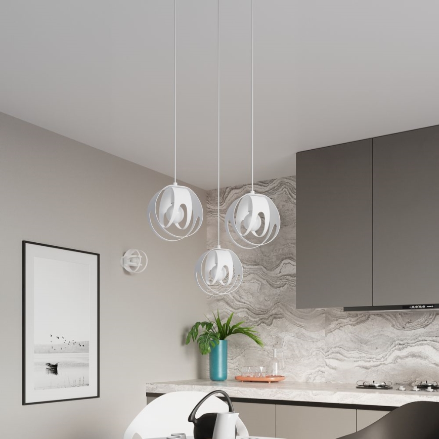 Hanglamp aan een koord TULOS 3xE27/60W/230V wit