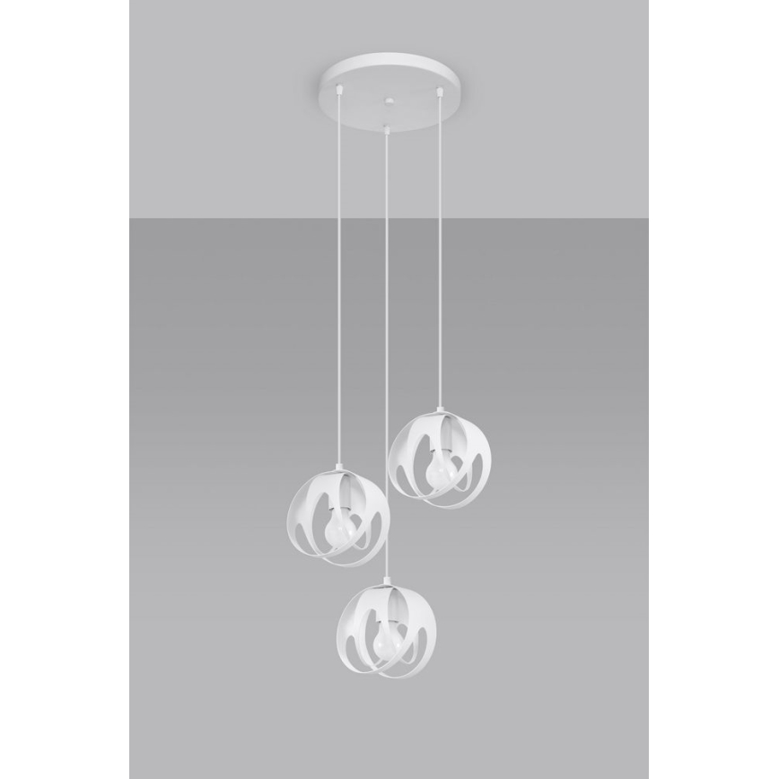 Hanglamp aan een koord TULOS 3xE27/60W/230V wit