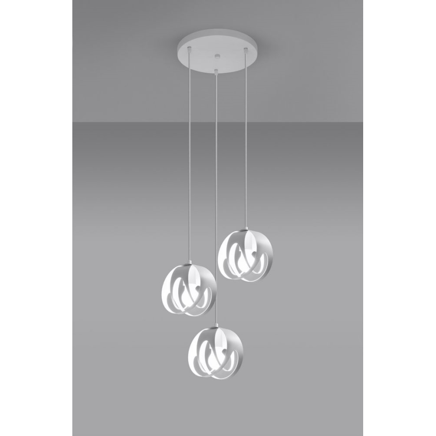 Hanglamp aan een koord TULOS 3xE27/60W/230V wit