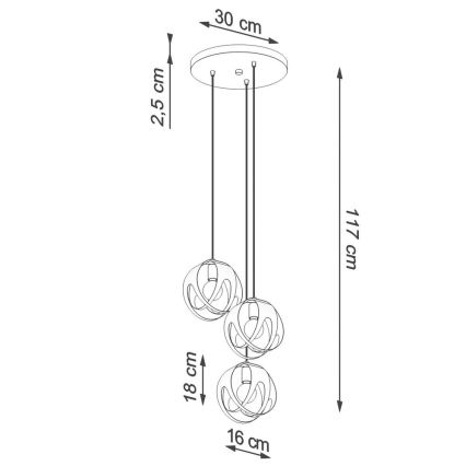 Hanglamp aan een koord TULOS 3xE27/60W/230V wit