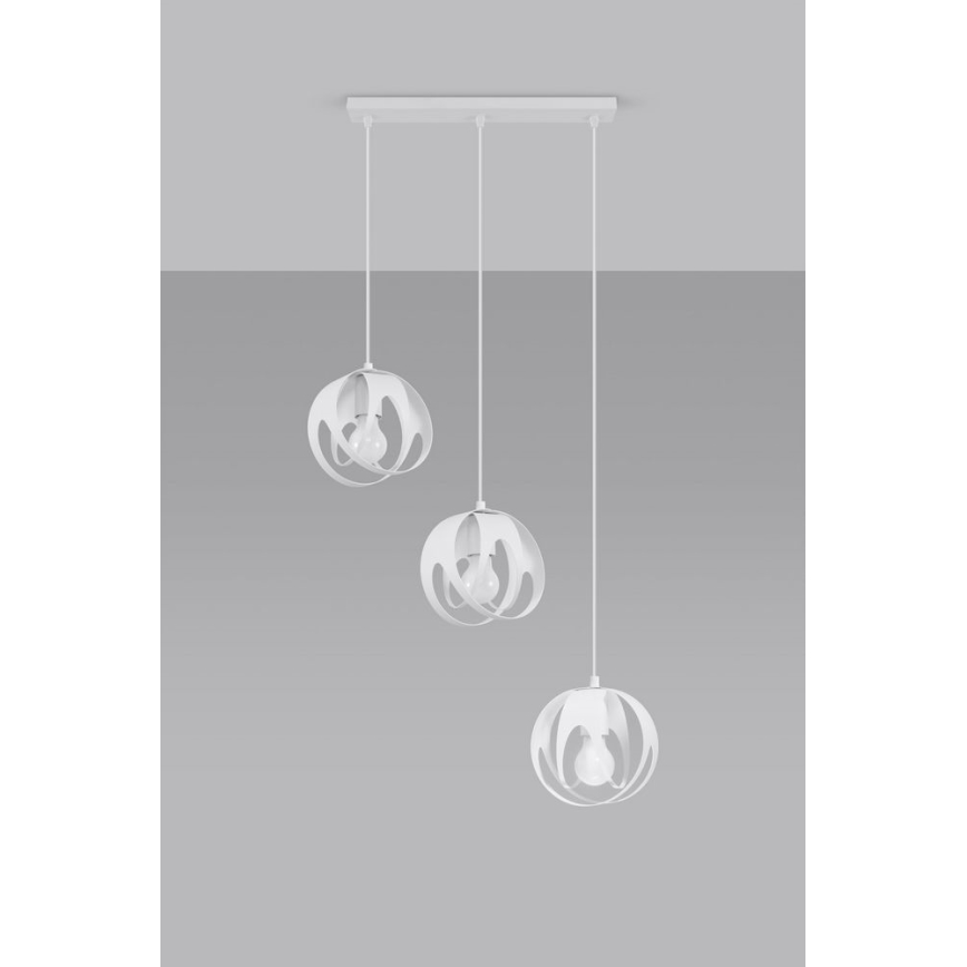 Hanglamp aan een koord TULOS 3xE27/60W/230V wit