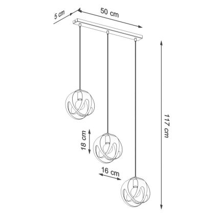 Hanglamp aan een koord TULOS 3xE27/60W/230V wit