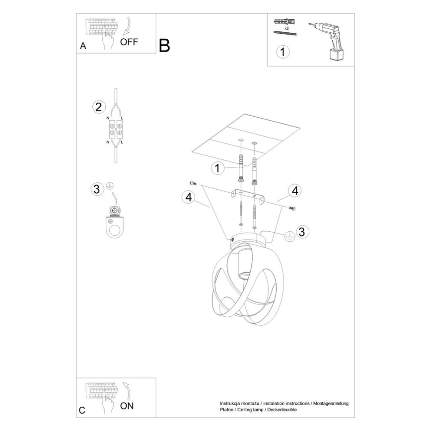 Hanglamp voor Oppervlak Montage TULOS 1xE27/60W/230V zwart