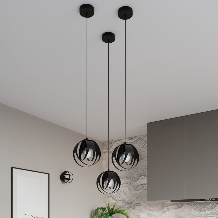 Hanglamp aan een koord TULOS 1xE27/60W/230V zwart