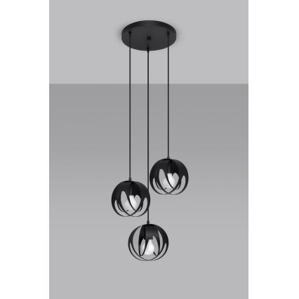 Hanglamp aan een koord TULOS 3xE27/60W/230V zwart