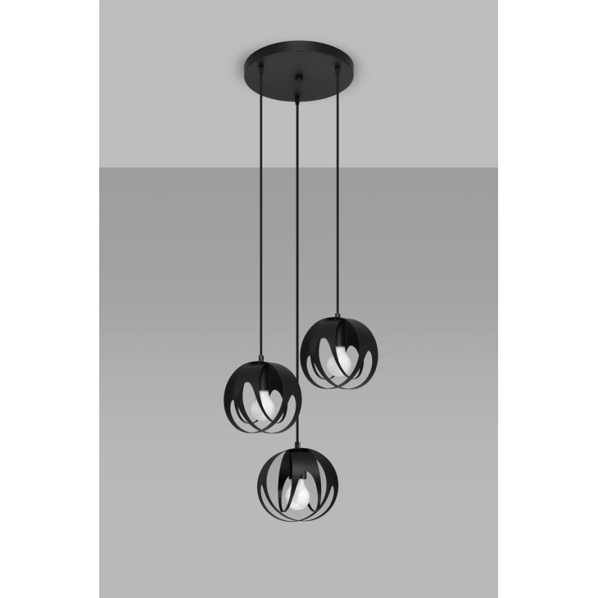 Hanglamp aan een koord TULOS 3xE27/60W/230V zwart