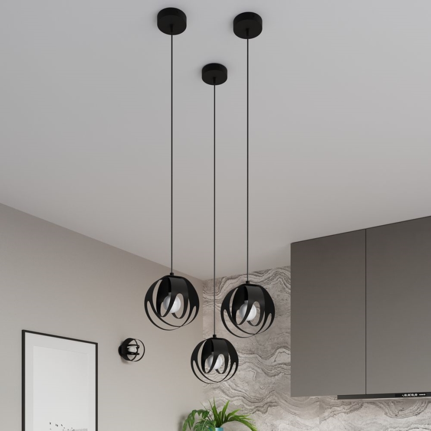 Hanglamp aan een koord TULOS 3xE27/60W/230V zwart