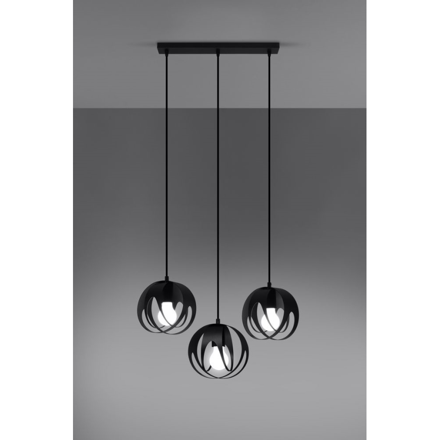 Hanglamp aan een koord TULOS 3xE27/60W/230V zwart