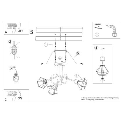 Hanglamp  ARTEMIS 3xE14/40W/230V zwart