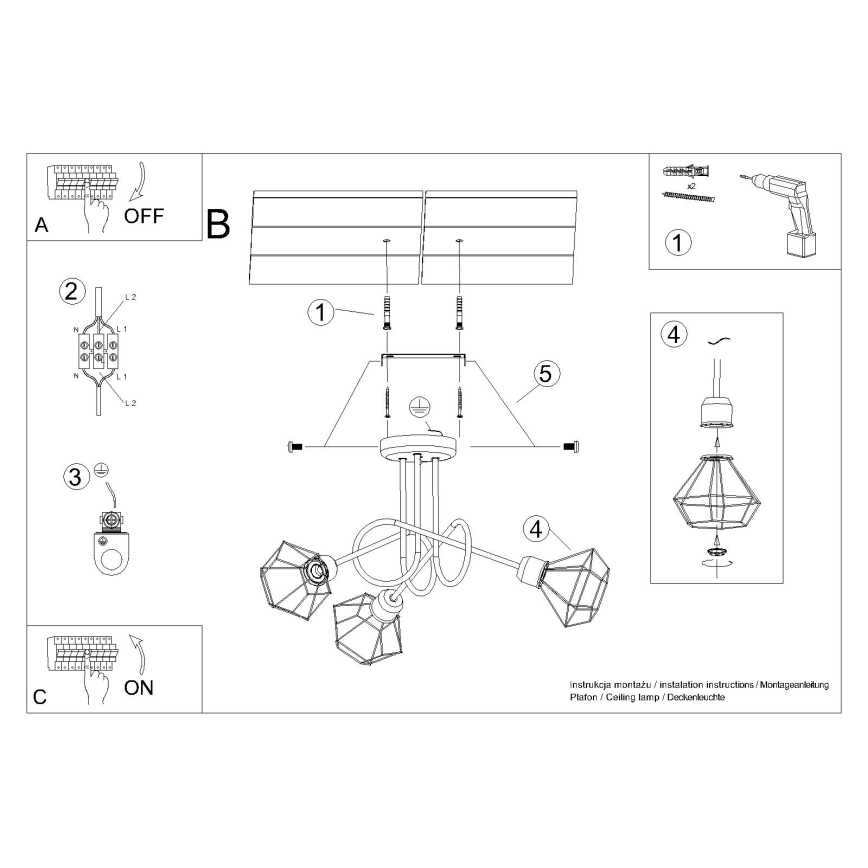 Hanglamp  ARTEMIS 3xE14/40W/230V zwart
