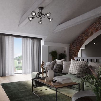 Hanglamp aan staaf ARTEMIS 5xE14/40W/230V zwart