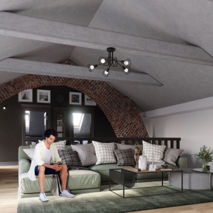 Hanglamp aan staaf ARTEMIS 5xE14/40W/230V zwart