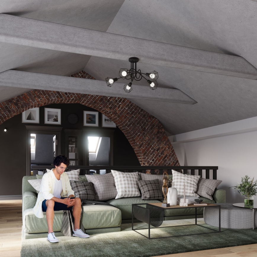 Hanglamp aan staaf ARTEMIS 5xE14/40W/230V zwart