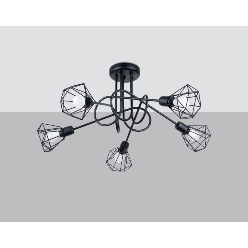 Hanglamp aan staaf ARTEMIS 5xE14/40W/230V zwart
