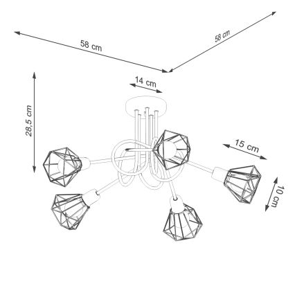 Hanglamp aan staaf ARTEMIS 5xE14/40W/230V zwart