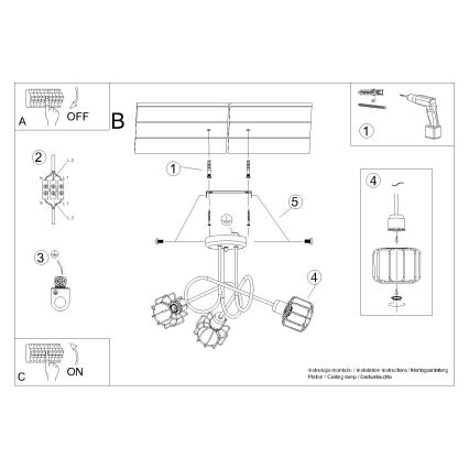 Hanglamp  BELUCI 3xE14/40W/230V zwart
