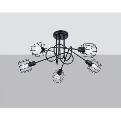 Hanglamp aan staaf BELUCI 5xE14/40W/230V zwart