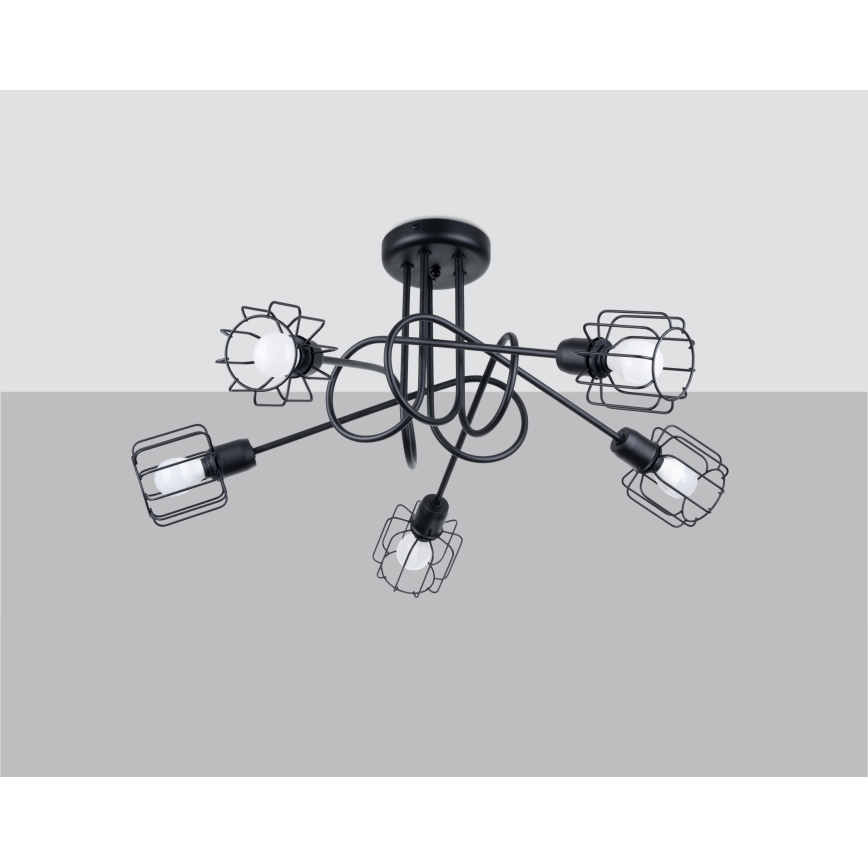 Hanglamp aan staaf BELUCI 5xE14/40W/230V zwart