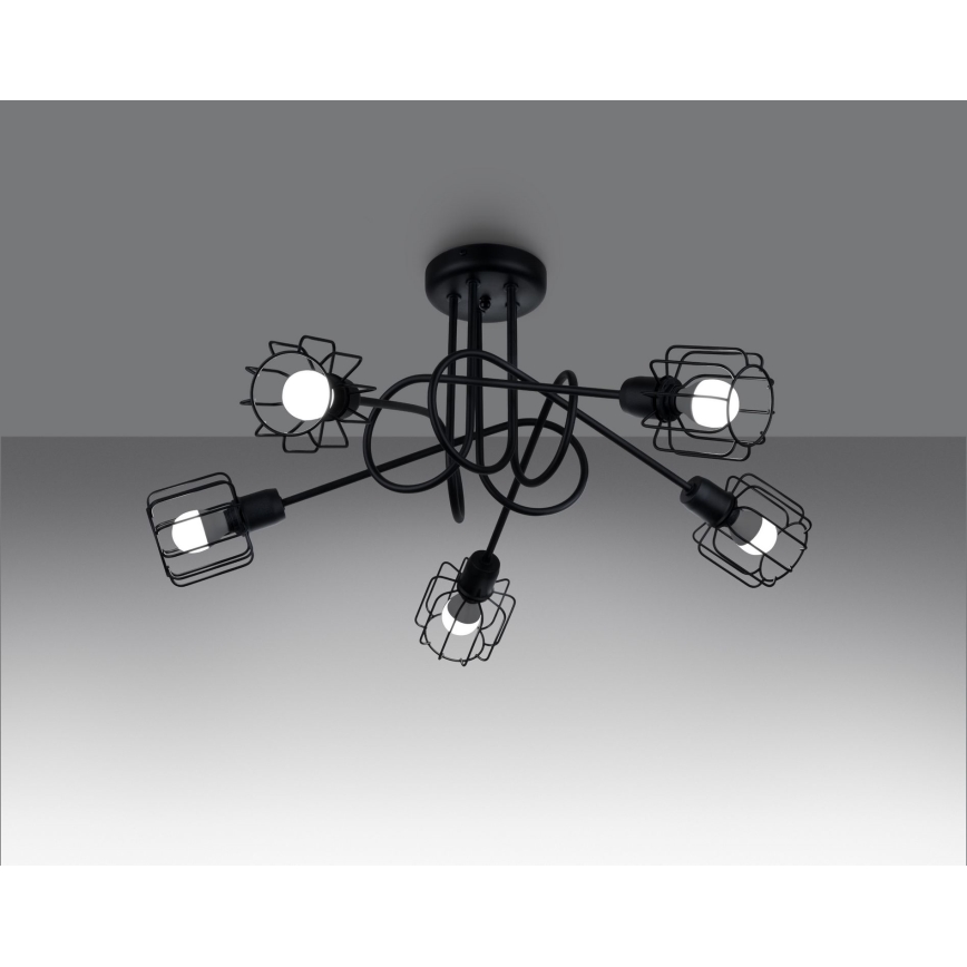 Hanglamp aan staaf BELUCI 5xE14/40W/230V zwart