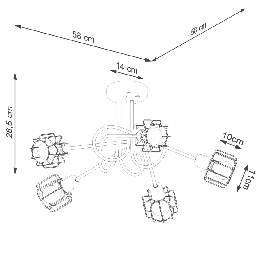 Hanglamp aan staaf BELUCI 5xE14/40W/230V zwart
