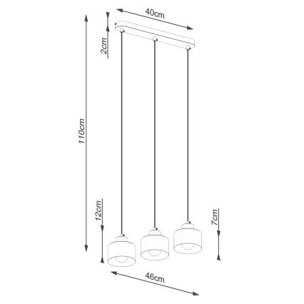 Hanglamp aan een koord SAVAR 3xE27/60W/230V zwart