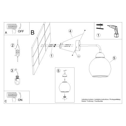 Wandlamp ALINO 1xE27/60W/230V zwart