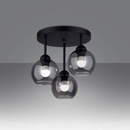 Hanglamp aan staaf ALINO 3xE27/60W/230V zwart