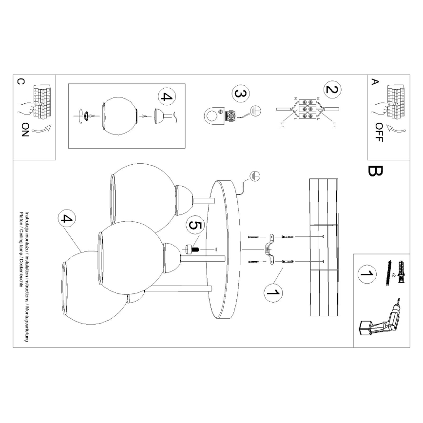 Hanglamp aan staaf ALINO 3xE27/60W/230V zwart