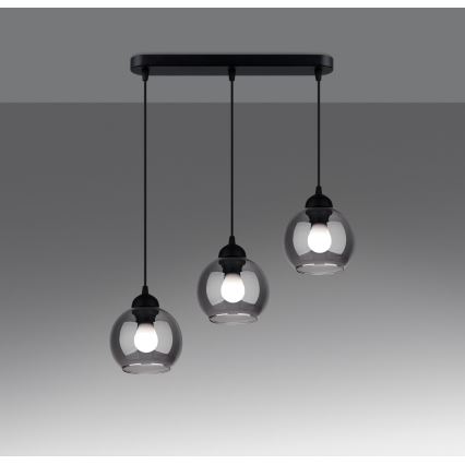 Hanglamp aan kabel ALINO 3xE27/60W/230V zwart