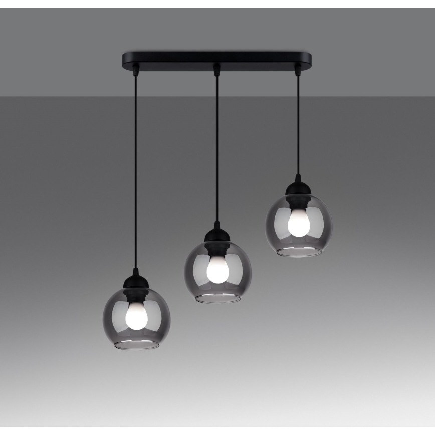 Hanglamp aan kabel ALINO 3xE27/60W/230V zwart