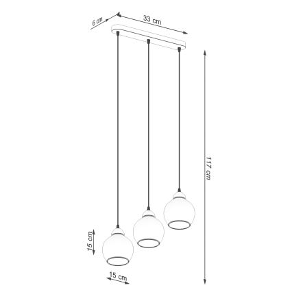 Hanglamp aan een koord ALINO 3xE27/60W/230V zwart