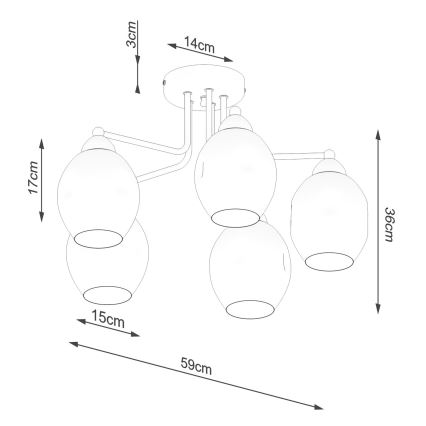 Hanglamp  FILLAN 5xE27/60W/230V zwart