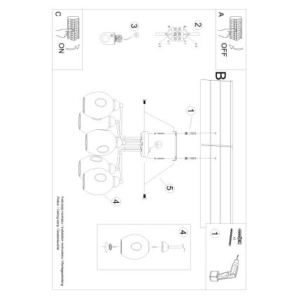 Hanglamp  FILLAN 5xE27/60W/230V zwart