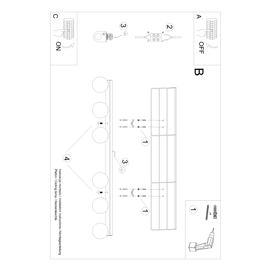 Plafondlamp YOLI 6xG9/12W/230V wit