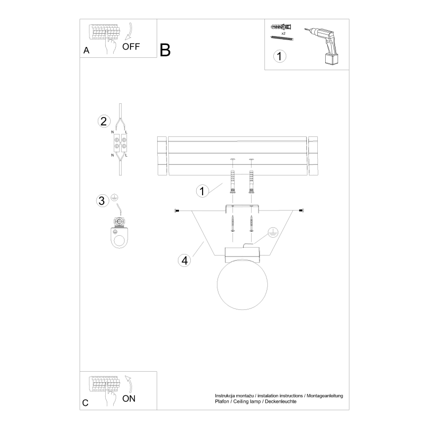 Plafondlamp YOLI 1xG9/12W/230V zwart