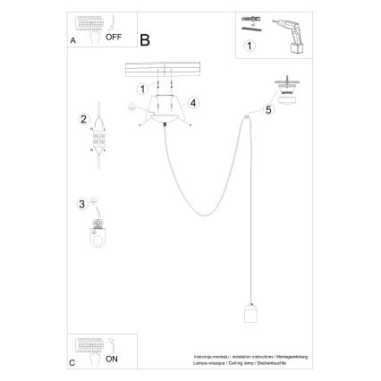 Hanglamp aan een koord NESO 1xE27/15W/230V spin beton