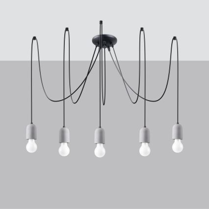 Hanglamp aan een koord NESO 5xE27/15W/230V spin beton