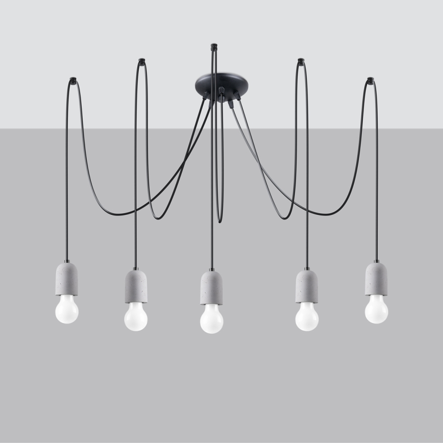 Hanglamp aan een koord NESO 5xE27/15W/230V spin beton