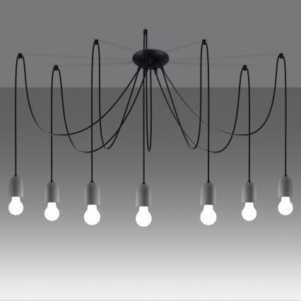 Hanglamp aan een koord NESO 7xE27/15W/230V spin beton