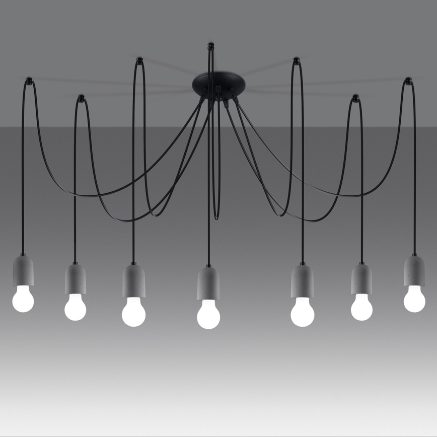 Hanglamp aan een koord NESO 7xE27/15W/230V spin beton