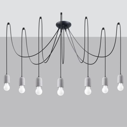 Hanglamp aan een koord NESO 7xE27/15W/230V spin beton