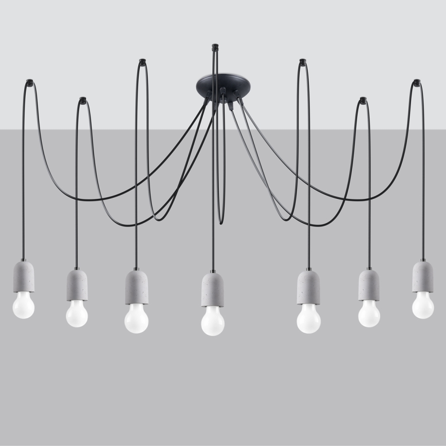 Hanglamp aan een koord NESO 7xE27/15W/230V spin beton