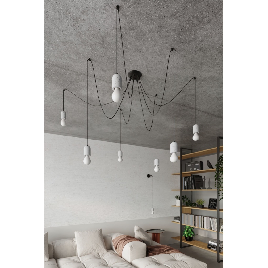 Hanglamp aan een koord NESO 7xE27/15W/230V spin beton