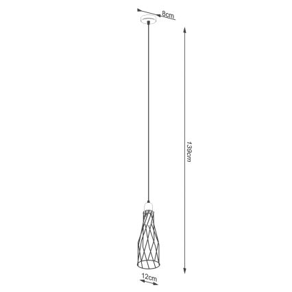 Hanglamp aan een koord SUBA 1xE27/15W/230V zwart