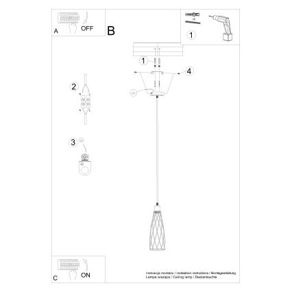 Hanglamp aan een koord SUBA 1xE27/15W/230V zwart