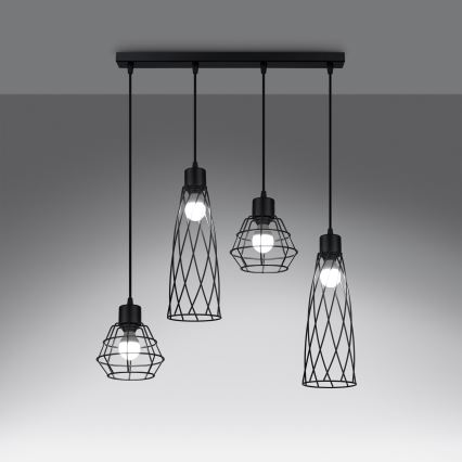 Hanglamp aan een koord SUBA 4xE27/15W/230V zwart