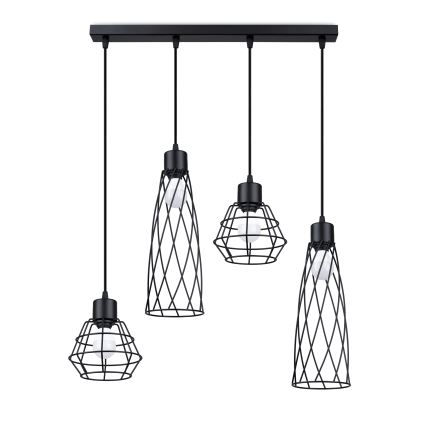 Hanglamp aan een koord SUBA 4xE27/15W/230V zwart